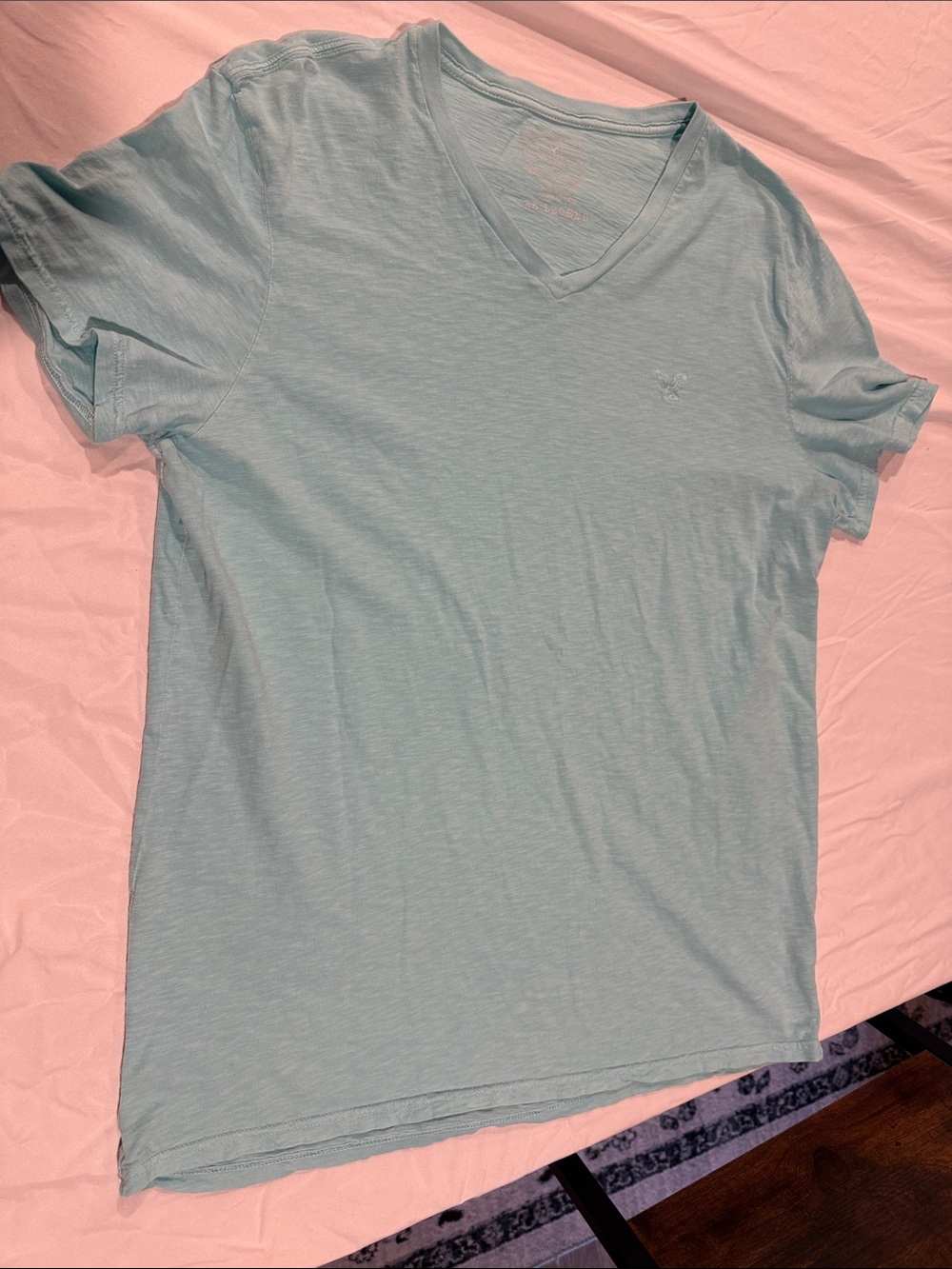 American Eagle Outfitters Pale Blue V-Neck Short Sleeve Tee